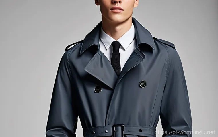 여성용 트렌치코트 소재 - **Prompt:** A stylish woman in her late 20s to early 30s, walking confidently on a wet, cobblestone ...