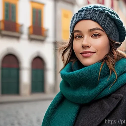 여성 겨울 액세서리 추천 - **Prompt:** A stylish woman in her late 20s stands on a charming, cobblestone street in a historic P...
