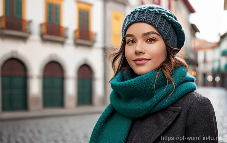 여성 겨울 액세서리 추천 - **Prompt:** A stylish woman in her late 20s stands on a charming, cobblestone street in a historic P...