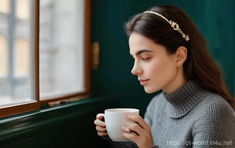 여성 겨울 액세서리 추천 - **Prompt:** A confident individual, gender-neutral, in their 30s, walks along a wet, reflective cobb...